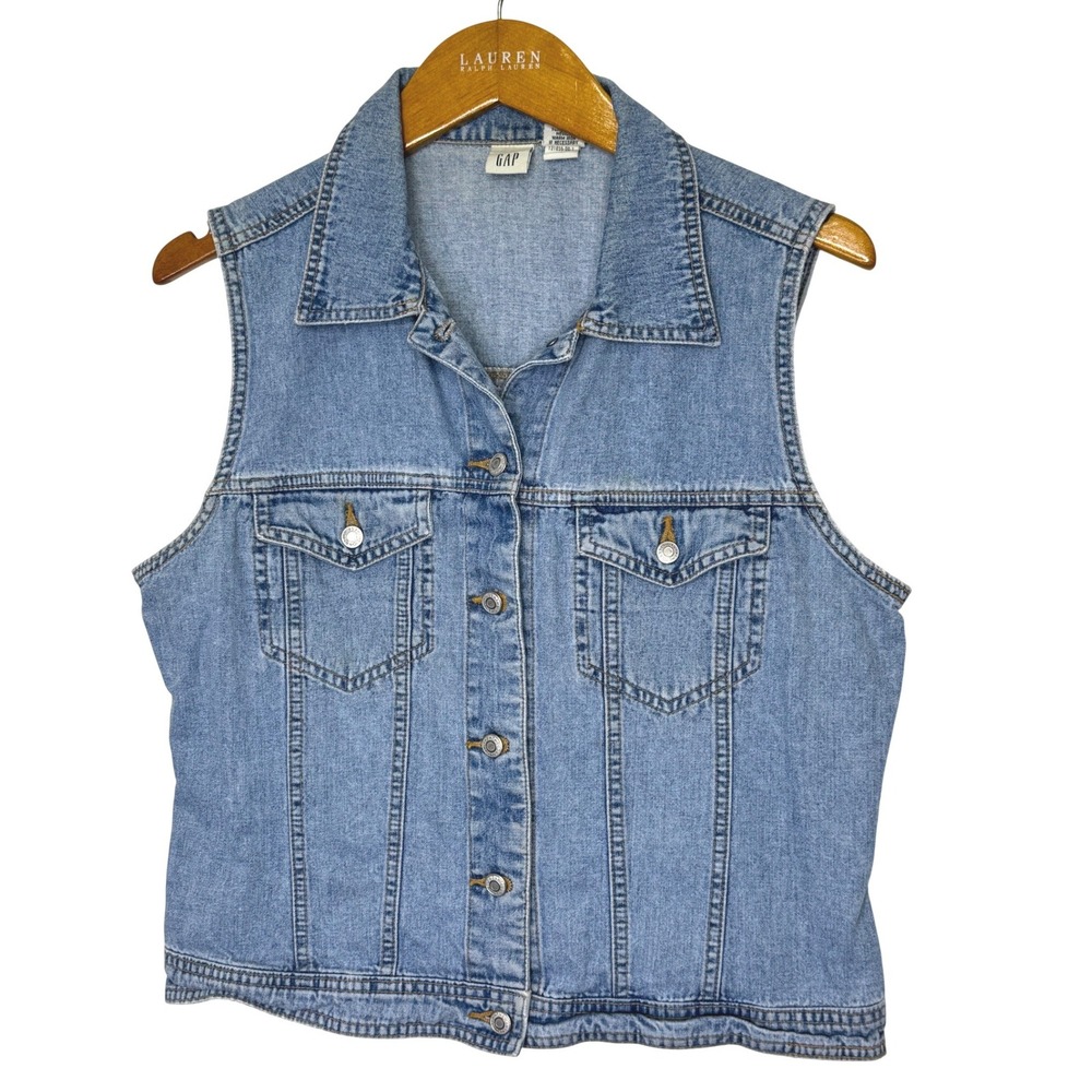 Vintage Gap Denim Vest Womens Large Blue